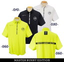 【PREMIUM SALE】マスターバニーbyパーリーゲイツMASTER BUNNY EDITION 前立てロゴバックロゴライン メンズリサイクルナイロン半袖シャツ 758-3260803/23C【GOLFWAVE】