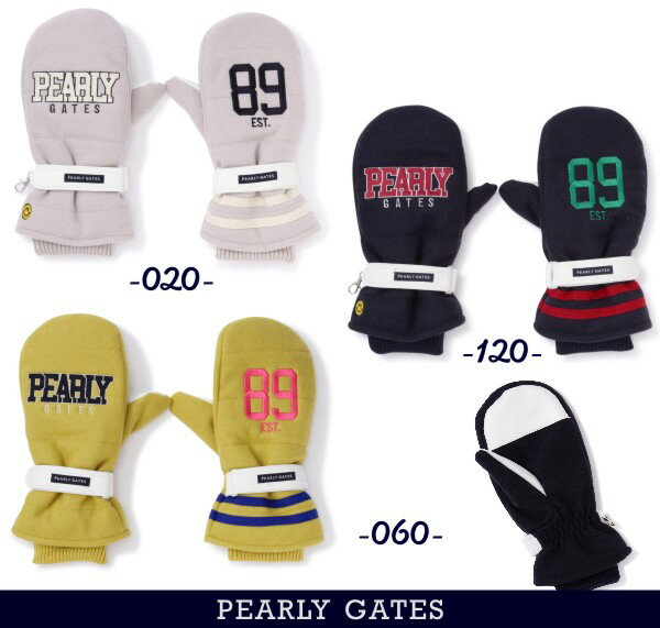 【PREMIUM SALE40%OFF】PEARLY GATES パーリーゲイツカレッジロゴ メルトンフリース防寒ミトングローブ 両手用053-4183112/23D その1