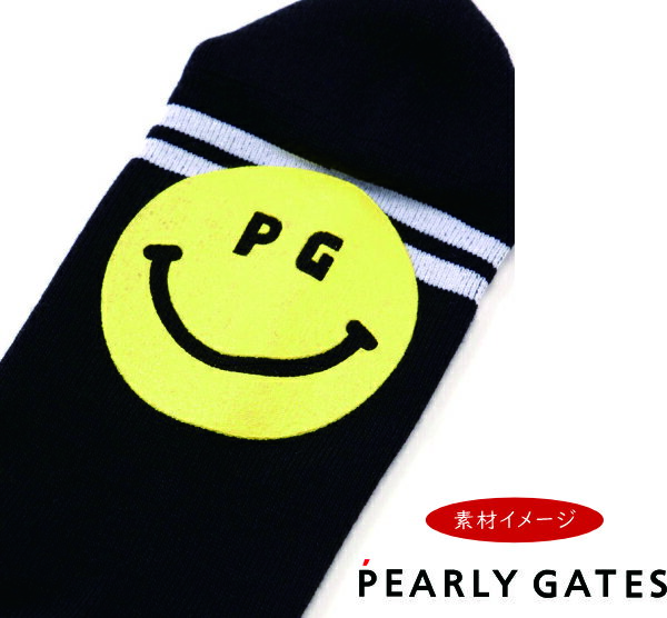 【NEW】PEARLY GATES パーリーゲイツ”Big SMILE & 2ライン” 底ラバーメンズショートソックス =MADE IN JAPAN=053-5286913/25C【正規品】