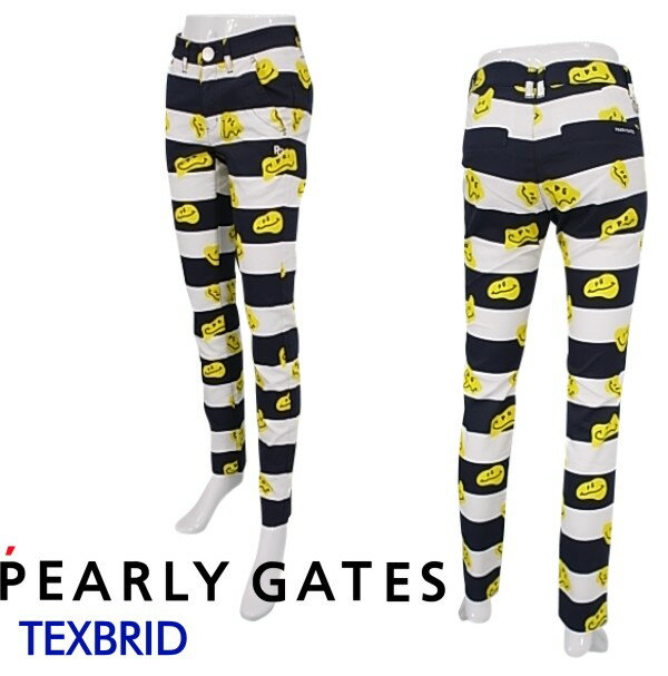 【PREMIUM OUTLET 65%超OFF】PEARLYGATES パーリーゲイツElectric Shock!! 伸長回復ストレッチTEXBRIDレディース SMILEボーダーパンツ055-2231612/22C【 Electric Shock】