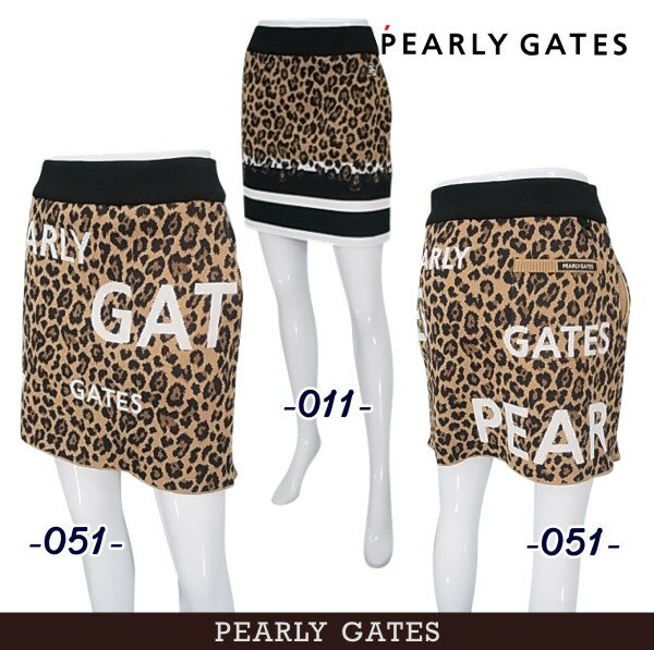 PEARLY GATES パーリーゲイツ"BLACK & TORA" レオパード柄ボーダー or PGロゴ レディースニットスカート =JAPAN MADE=055-2234032/22D