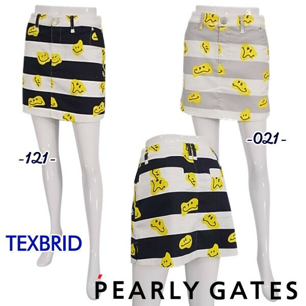 PEARLYGATES パーリーゲイツElectric Shock!!伸長回復ストレッチTEXBRIDレディース SMILEボーダースカート055-2234612/22C