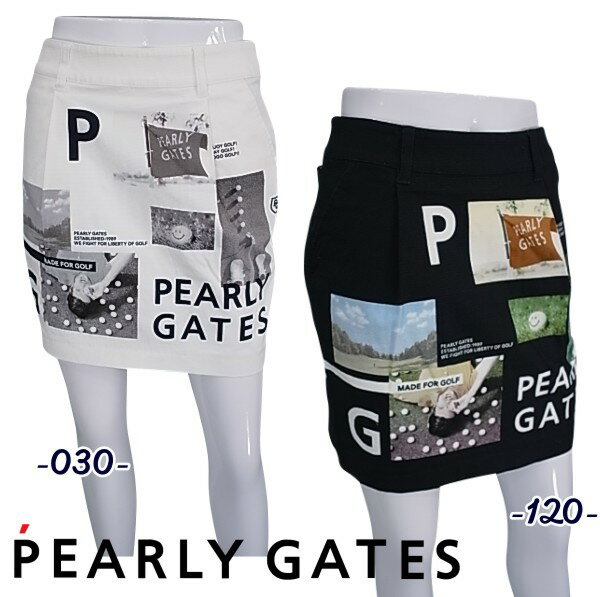 PEARLYGATES パーリーゲイツセピアフォトプリント コラージュ柄レディース ストレッチスカート 055-2234916/22C