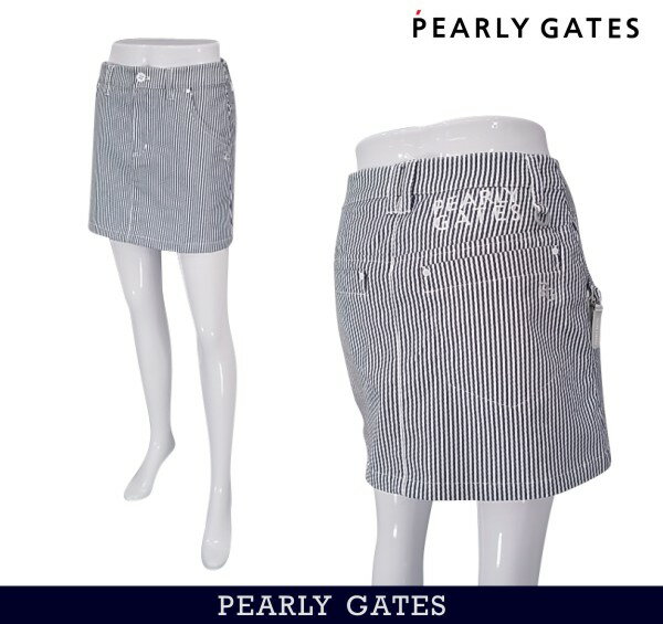 【PREMIUM CHOICE】PEARLYGATES パーリーゲイツエコハイブリッドSOLOTEX レディースロンスト柄ストライプ ストレッチスカート055-3134204/23AF