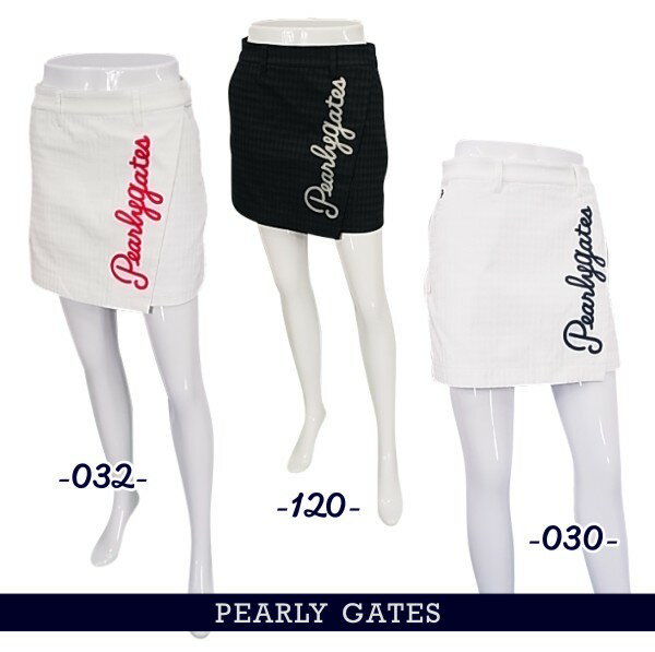 【PREMIUM SALE】PEARLYGATES パーリーゲイツ筆記体ロゴグラフィック 千鳥ジャガードレディース ラップ風スカート 055-3134410/23B