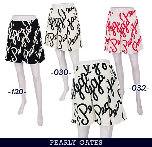 PEARLYGATES パーリーゲイツ筆記体ロゴグラフィック レディースプリーツスカート 055-3134412/23B