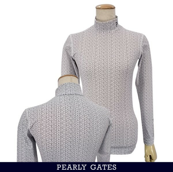 【PREMIUM SALE】PEARLY GATES パーリーゲイツeco blue 039 吸水速乾/UVカットBEATRIX PLUSレディース 総ロゴプリント長袖ハイネックインナーシャツ 055-3166204/23A