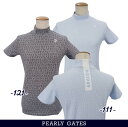 PEARLY GATES パーリーゲイツレディース ロゴジャガードストレッチ半袖モックシャツ =JAPAN MADE=055-3167202/23A
