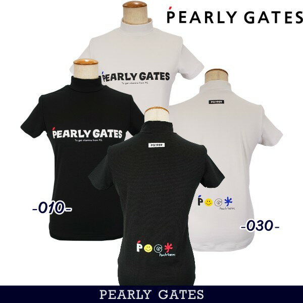 ABOUT PEARLYGATES ■ Information □名称：パーリーゲイツレディース半袖モックシャツ □カラー：ホワイト030・ダークネイビー120 □素材：ポリエステル92%・ポリウレタン8% □サイズ 0(S・バスト80～84・身長156～164） 1(M・バス ト82～86・身長158～166） 2(L・バスト84～88・身長160～168） ※カッコ内はメーカー基本ヌード寸法。 □メーカー正規商品 □製造国：日本製 □本体価格:税込￥14,300（税抜￥13,000+税） □発売元：株式会社TSI ※商品は、着用状況、経年、洗濯の仕方等によっては、個人差はありますが「変色」や「色落ち」等が出る場合がありますので、その点をあらかじめご了承のうえ、お買い求めください。 ■ Staff Comment ■To get vitamins from PG.をコンセプトに元気いっぱいの楽しいロゴワークがポイントになって、ベーシックなシャツがワンランクアップ↑軽快で涼し気なベア疑似メッシュ半袖モックシャツのご紹介です。風がよく通り、汗をかいてもベタつきにくく、さらっとした肌触りが最高！スウィングの動きも軽快になるポリエステルストレッチ生地を採用。バックスタイルにも拘った推しシャツです！ ※こちらの商品は半袖モックシャツのみの販売です。 ■ Option - Others(ご購入前に必ずお読みください) ■ゴルフウエアご購入の前にお読みください。 ・ゴルフをお洒落に楽しみたい方には、ゴルフウエアは、必須アイテムです。 ゴルフは意外にタフなスポーツです。夏の暑い時期などは、「トレーニングウエアでもいいのでは?」と思うぐらい 太陽の光や、汗もいっぱいかきます。 そんなタフなスポーツですが、素晴らしい自然とグリーンの世界ですから、おもいっきりおしゃれしたいですね。 そこで心配なのが、直接肌に触れやすい「パンツ」や「ポロシャツ」等のメンテナンスです。 個人差はありますが、紫外線や汗による「変色」や「色あせ」などはどうしても防ぐことができません。 ここでは、その影響を、少しでも小さくできるように「対策」をまとめてみました。 完璧には防ぐことかはできませんが、お役に立てればと思います。 こちらをぜひご覧ください。 ■ Sopping Guide (ご購入前に必ずお読みください) ■お支払方法・送料・配送・返品等につきましては、 こちらをご覧ください。 ※(沖縄・離島地域、または一部除外区域がある場合がございますのでご了承くださいませ。) ■発送方法は商品毎に異なりますので「ご注文承諾メール」にて詳細と発送方法をお知らせいたします。 ■主な発送方法につきましては、こちらの配送についてをご覧ください。 ■お買い上げ金額合計が税込み￥3,980以上になりますと、送料無料にてお届けいたします。 ■3,980円以下の商品でも送料無料対象品がございます。(商品毎に設定しております) ■こちらの商品情報は、「ゴルフウエーブオンライン」がお届けしております。 ■当店では「楽天ショップ」以外の通販サイト及び、店頭（本・支店）でも掲載商品を販売させて頂いておりますので、 万一、売り違いの際は、ご容赦ください。 予め、在庫確認もできますので、お気軽にお問い合わせ下さいませ。 ■当社のオンラインサイトを模倣したいわゆる「偽サイト」や、「ブランドのコピー品」が出回っておりますが、当社は一切関係ありません。 ■模造品を転売したりすることは、法律で処罰の対象となる場合があります。 ■当社は正規品以外の商品の取り扱いはございません。 偽サイト、コピー商品については、当社一切の責任を負いかねます。