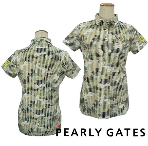 PEARLY GATES パーリーゲイツPLAY CAMO！ストレッチサッカーレディース カモフラ柄 半袖シャツ=JAPAN MADE= 055-2160510/22B