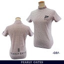 【PREMIUM SALE】PEARLY GATES パーリーゲイツPGフラッグワッペン シアサッカーバーズアイ レディースPGロゴチェック半袖モックシャツ 055-3167504/23B