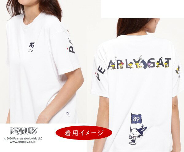 【PREMIUM SALE 30%OFF】PEARLY GATES パーリーゲイツSNOOPY ポリエステルMVSプレーティング天竺 レディース半袖Tシャツ=MADE IN JAPAN=055-4163532/24B