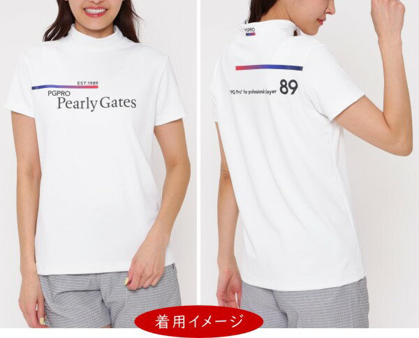 【フェアー期間:10%OFF対象商品】【NEW】PEARLY GATES パーリーゲイツNEOトリコロール”PG PRO” Series.ベアカノコレディース半袖モックシャツ=MADE IN JAPAN= 055-4167302/24A 2