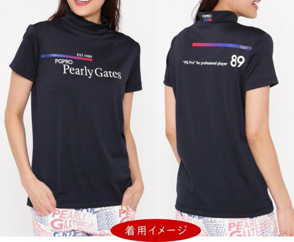 【フェアー期間:10%OFF対象商品】【NEW】PEARLY GATES パーリーゲイツNEOトリコロール”PG PRO” Series.ベアカノコレディース半袖モックシャツ=MADE IN JAPAN= 055-4167302/24A 3