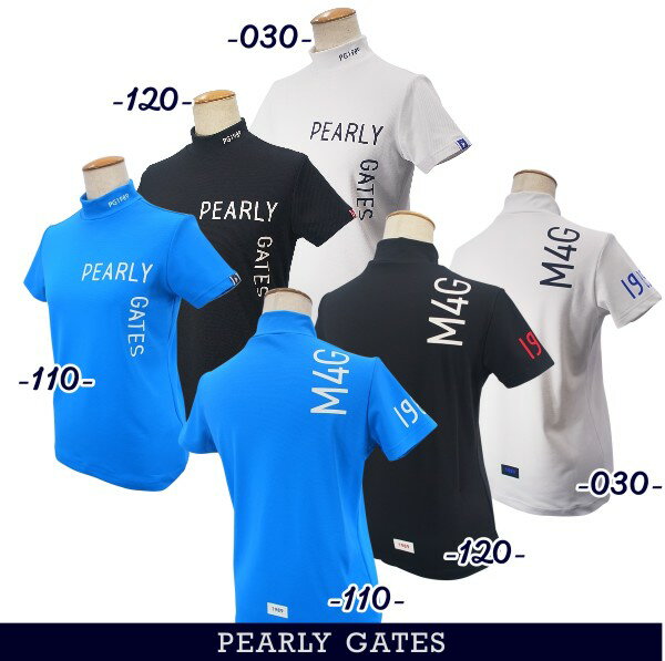 PEARLY GATES パーリーゲイツクロッシングPGロゴ レディースベアカノコ半袖モックシャツ=MADE IN JAPAN= 055-4167402/24A