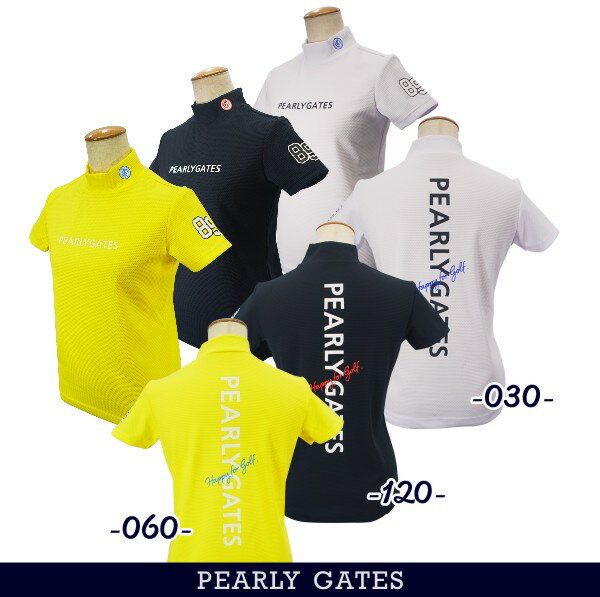 【PREMIUM SALE】PEARLY GATES パーリーゲイツPGフラッグワッペン シアサッカーバーズアイ レディース半袖モックシャツ055-3167502/23B