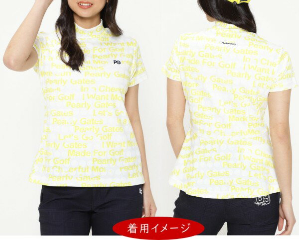 【PREMIUM SALE 40%超OFF】PEARLY GATES パーリーゲイツGOLFBALLジャガード ポリストレッチ裾フリル レディース半袖モックシャツ055-4167510/24B