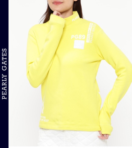 【PREMIUM CHOICE】PEARLY GATES パーリーゲイツレディースショルダーロゴコットンストレッチ裏毛長袖モックシャツ/カットソー=MADE IN JAPAN= 055-5166006/24D【正規品】