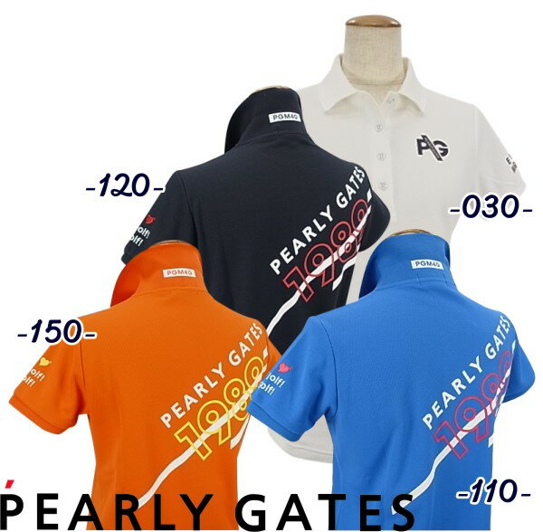 【PREMIUM SALE】PEARLY GATES パーリーゲイツ吸水速乾 UVカット ソルディフェンダーサーマルバックロゴスタイル レディース半袖ポロシャツ JAPAN MADE 055-2160402/22B