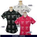 【PREMIUM SALE 50%OFF】PEARLY GATES パーリーゲイツ筆記体ロゴグラフィック ジャガードレディース 半袖ポロシャツ 055-3160...