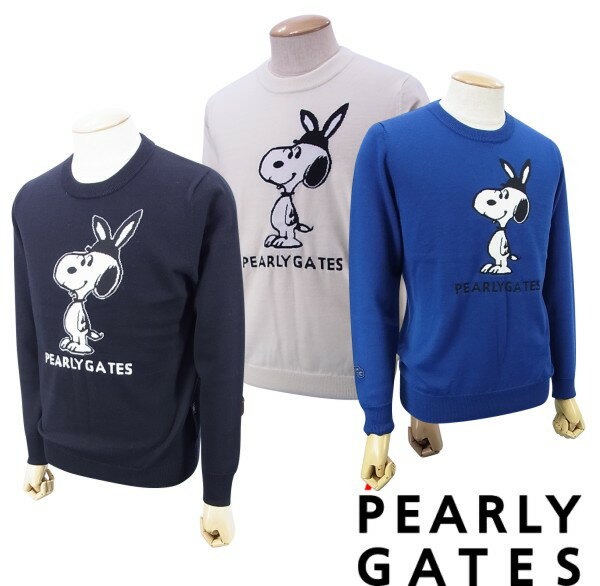 【NEW】【SNOOPY×PEARLYGATES】スヌーピー by パーリーゲイツスヌーピーコラボ VICTORIA × AMOSSAメンズ クルーネックニットセータープルオーバー 053-0270015/20D【SNOOPY】