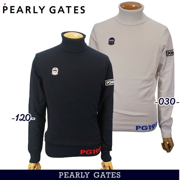 【PREMIUM SALE 50%OFF】PEARLY GATES パーリーゲイツM4G カシミヤタッチ バックロゴ裾ロゴタートルネックコットンニットメンズセーター 053-2174091/20