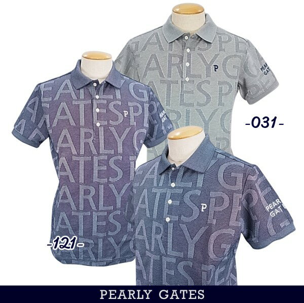 PEARLY GATES パーリーゲイツロゴジャガード メンズカノコ半袖ポロシャツ=JAPAN MADE= 053-3160209/23AF