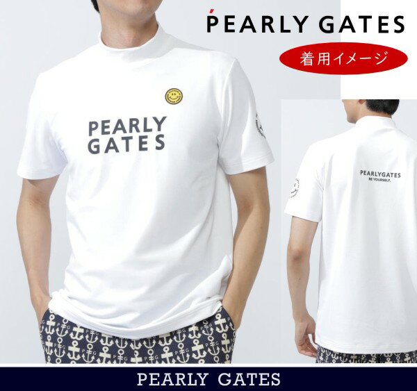【NEW】PEARLY GATES パーリーゲイツ≪PG is PG≫ フロンド2段ロゴメンズ ベアカノコ半袖モックシャツ=MADE IN JAPAN= 053-5267831/25C【正規品】