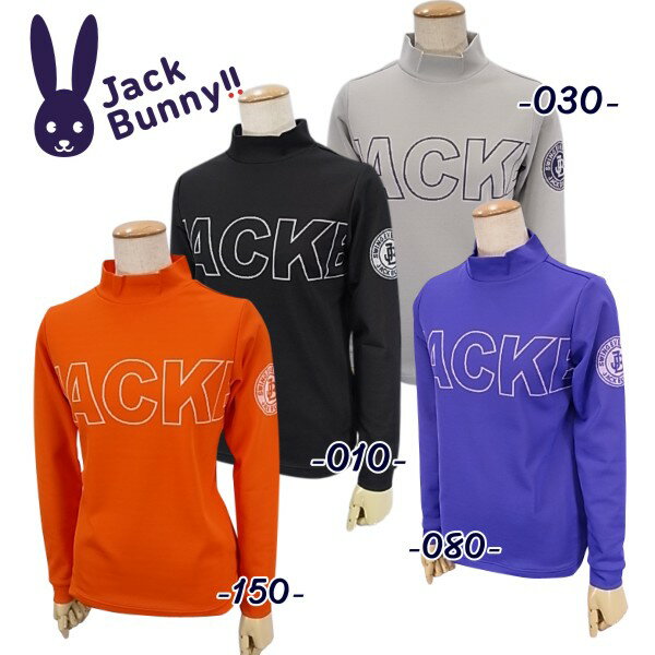 Jack Bunny!! by PEARLY GATESジャックバニー BIG! BIG! ロゴパネルWジャガード レディース長袖モックシャツ=JAPAN MADE= 263-2266922/22C