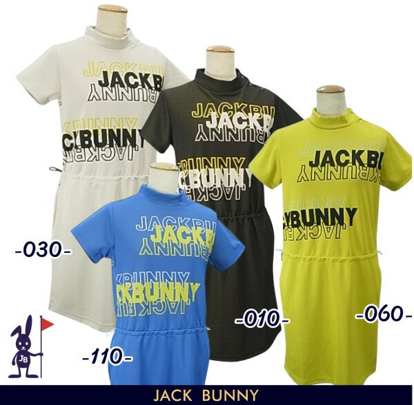 【PREMIUM SALE 30%OFF】Jack Bunny!! by PEARLY GATESジャックバニー レディース ロゴジャガードモックネック半袖ワンピース 263-3124228/23A