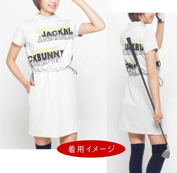 【PREMIUM SALE 30%OFF】Jack Bunny!! by PEARLY GATESジャックバニー レディース ロゴジャガードモックネック半袖ワンピース 263-3124228/23A