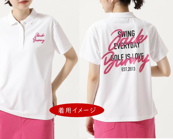 【PREMIUM SALE】Jack Bunny!! by PEARLY GATESジャックバニー!! 秒乾FIELDSENSORBOX FIT レディースカノコ バックプリント半袖ポロシャツ 263-4260712/24C