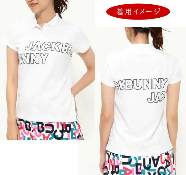 【PREMIUM SALE 40%OFF】Jack Bunny!! by PEARLY GATESジャックバニー BIG!BIG! アウトロゴ レディースダブルカノコ半袖ポロシャツ263-3160114/23A