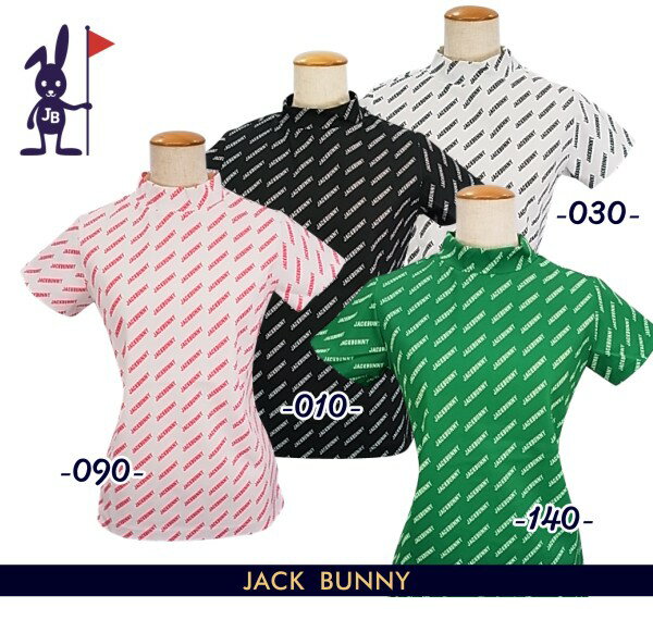 【PREMIUM SALE 30%OFF】Jack Bunny!! by PEARLY GATESジャックバニー 斜めロゴ総柄 ストレッチレディース半袖モックシャツ 263-3167350/23A