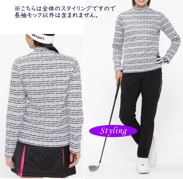 【PREMIUM SALE40%OFF】Jack Bunny!! by PEARLY GATESジャックバニー!! JBロゴボーダー レディース裏起毛長袖モックシャツ 263-3266120/23D【GOLFWAVE】