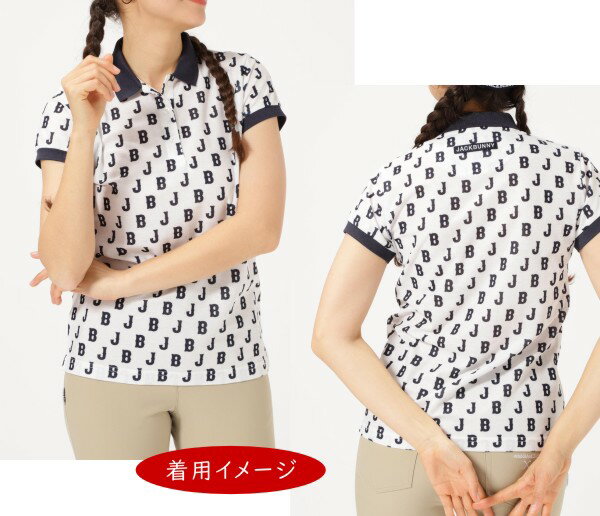 【PREMIUM-SALE 30%OFF】Jack Bunny!! by PEARLY GATESジャックバニー!! Swing Everyday!JACK BUNNY 総柄 レディース半袖ポロシャツ263-4160326/24A【jb-tag-24ss】
