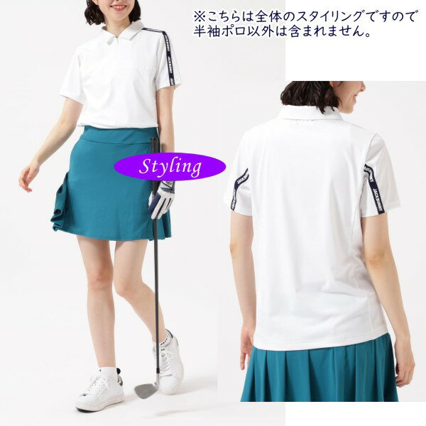 【PREMIUM-SALE 30%OFF】Jack Bunny!! by PEARLY GATESジャックバニー!! 軽量ポリエステル天竺レディースロゴテープハーフジップ半袖シャツ 263-4160534/24B