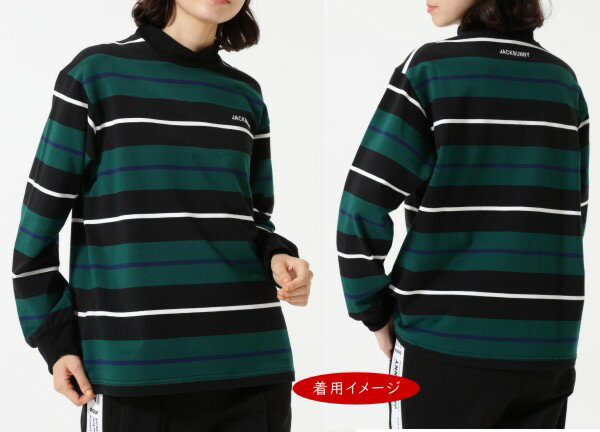 【PREMIUM SALE】Jack Bunny!! by PEARLY GATESジャックバニー!! カラフルボーダーコットンテリーレディース長袖モックシャツ 263-4266928/24C