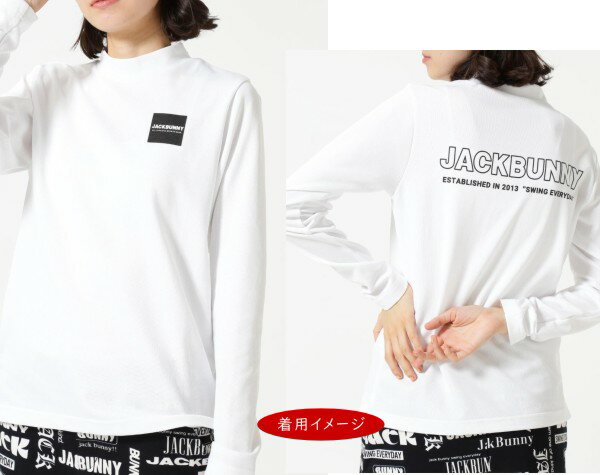 【PREMIUM SALE】Jack Bunny!! by PEARLY GATESジャックバニー!! ボックスロゴ&バックプリントダブルフェイスレディース長袖モックシャツ263-4266924/24C