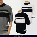 【NEW】Jack Bunny!! by PEARLY GATESジャックバニー!! バイカラーワイドラインメンズ半袖ニット モックネックプルオーバー262-5275733/25C【正規品】