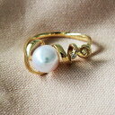 akoya 海水真珠【アコヤ真珠】【真珠】【7-7.5mm】【K18 リング】【LOVE リング【DIA】【ホワイトピンク】【お買い得価格】【新作】【製品保証】