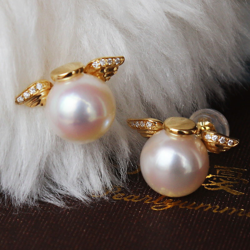 K18 あこや真珠 Angel pearl DIA ピアスダイア akoya piace D0.04ct 16pcs