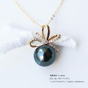 K18 黒蝶真珠 DIA ペンダントリボン ダイア tahitian pearl necklace D0.12ct 21pcs【チェーン別売り】