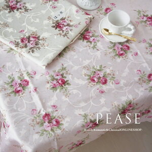 薔薇雑貨 テーブルクロス 135×240cm 撥水 長方形 ピンク/クリーム エレガントローズ 花柄 かわいい おしゃれ　 ジャパンディ