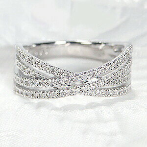 指輪 ダイヤモンド クロス リング PT900 0.3カラット プラチナ リング おすすめ 結婚記念日 可愛い 人気 おしゃれ クロスリング ジュエリー レディ...