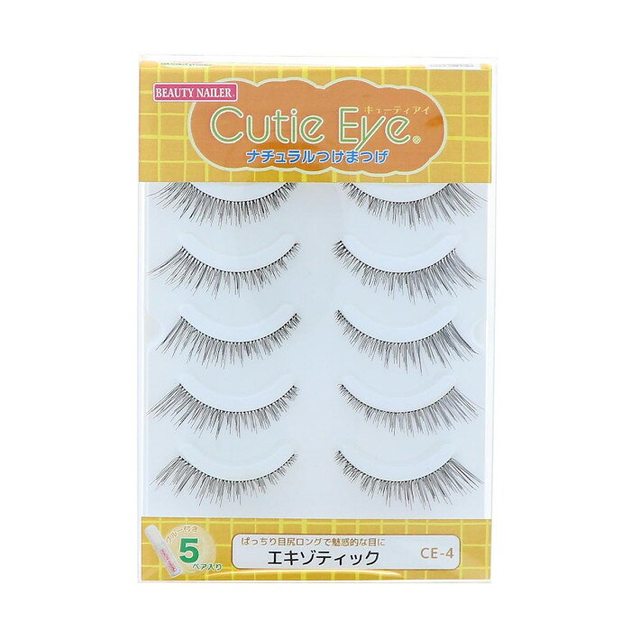 軸が透明で着けた感じが少ないナチュラルな仕上がりのつけまつげです。キューティアイは全て手作りされ、滅菌処理を施しています。また、SGSグループの品質検査合格済です。※水洗いによる再使用はお避け下さい。※剥がすときは肌の負担にならないようやさしく剥がして下さい。※お子様の手の届かない場所に保管して下さい。※グルーは汗や水に強いタイプを使用しておりますが激しい運動や強い風を受ける状況下、涙などで接着力が弱まる場合があります。※お肌に合わない場合はご使用をおやめください。※お肌の弱い方、アレルギー体質の方は使用前にグルーのパッチテストを行ってください。※傷、腫れ物や湿疹などのお肌に以上がある場合はご使用をおやめ下さい。※使用中にかゆみや赤みなどの異常があらわれた場合は使用を中止し、皮膚科専門医へご相談下さい。サイズH143×W84×D14mm個装サイズ：14.3×8.4×1.4cm重量(約)20g個装重量：20g素材・材質まつげ:人毛グルー:アクリルベース(ラテックス非配合)仕様タイプ:エキゾティック生産国韓国fk094igrjs
