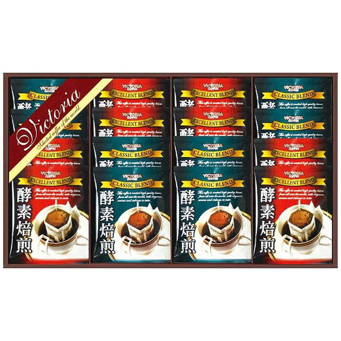 コーヒーの持つ特性を活かした焙煎技術により(味・香り・旨み)をバランスよく1杯に凝縮しました。喫茶文化の愛知県から自慢の珈琲をお届けします。内容量エクセレントブレンド・クラシックブレンド各7g×8袋サイズ個装サイズ：45×27×5cm重量360g個装重量：360g仕様賞味期間：製造日より540日生産国日本原材料名称：レギュラーコーヒーコーヒー豆(生豆生産国名:ブラジル、コロンビア他)保存方法直射日光を避け、常温にて保存してください。製造（販売）者情報販売者:ビクトリア珈琲株式会社/愛知県名古屋市守山区天子田2-303fk094igrjs