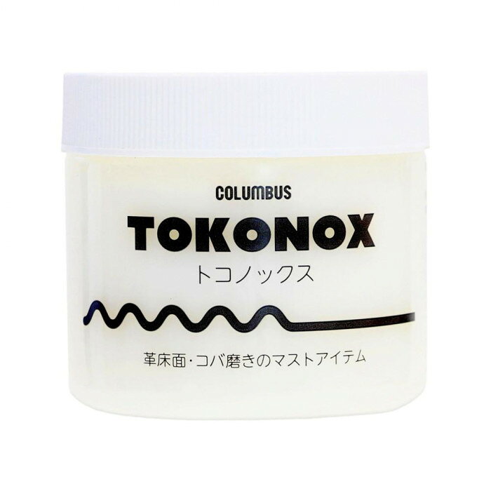革の床面(革裏)やコバ(切り口)に塗布して磨くことでフラットな状態に整え、深みのある光沢を与えます。美観を保ちながら革素材を効果的に保護します。伸びが良く、少量で広範囲に塗り伸ばすことができます。使用方法布やスポンジなどを使用し、革床面やコバなどに薄く塗り伸ばします。半乾きの状態で、ガラス板やスリッカーなどを使い、こすりながら磨きます。よく撹拌してから使用してください。注意事項※変質を避けるため一度容器から出した仕上剤は元の容器に戻さないでください。※作業を行う場合、保護手袋、防護メガネ、マスクなど保護具をご使用ください。※皮膚に付着した場合は速やかに石鹸水で洗い流してください。※内容物や容器を国/自治体の規則に従って廃棄してください。※用途以外に使用しないでください。サイズ個装サイズ：15×15×15cm重量個装重量：150g素材・材質合成樹脂(アクリル)、シリコーン、増粘剤、天然ワックス、防腐剤、水仕様内容量:80mL生産国日本fk094igrjs