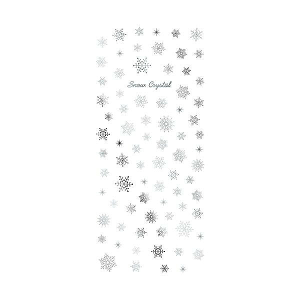 シルバーの雪の結晶がシンプルでおしゃれなネイルシールです。しなやかフィットシート使用。サイズシートサイズ:63mm×130mm個装サイズ：15×9×1cm重量個装重量：7g素材・材質ポリエチレンフィルム仕様ジェル専用生産国日本fk094igrjs