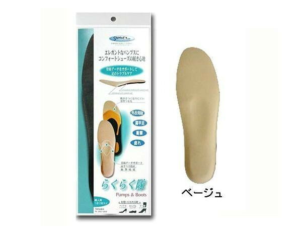 足のアーチを正しくサポートします。足と靴がフィットし、足が靴の中で前にすべりにくくなります。靴がきつくならない薄型のつま先です。足裏と接するインソール表面には、汗を素早く吸収、拡散する高機能素材を採用。足裏を常に快適に保ちます。【ご使用方法】●ヒールの高さが7cm以下のパンプス、ブーツ、カジュアルシューズにお使い頂けます。 いずれのタイプも、ある程度サイズに余裕のある靴にお使いください。【ご注意】■靴の中敷としてお使いください。■必要に応じてハサミ等で大きさを調節してください。■着脱可能なカップインソール等が入っている場合は、取り外してから本品を入れてお使いください。■洗濯は洗剤を付けたブラシで丁寧に水洗いし、陰干しにしてください。■万一、足や身体に異常を感じた場合はご使用をおやめください。■本品は治療用ではありません。血行障害・糖尿病の方、足裏に傷・できもの・はれもの等のある方は医師に相談の上ご使用ください。※本品を装着した場合の効果には個人差があります。本品の特徴も、すべての方に対する効果を保証するものではありません。サイズ個装サイズ：11×29.5×2cm重量個装重量：48g素材・材質合成皮革、ウレタンスポンジ仕様対応:パンプス(ヒール7cm以下)、ブーツ(ヒール7cm以下)・1足入り生産国日本fk094igrjs